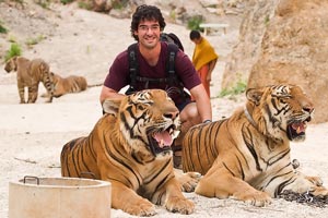 Brett at the Tiger Temple, Kachanaburi Thailand