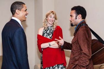 President Obama with Laura Dern and Ben Harper