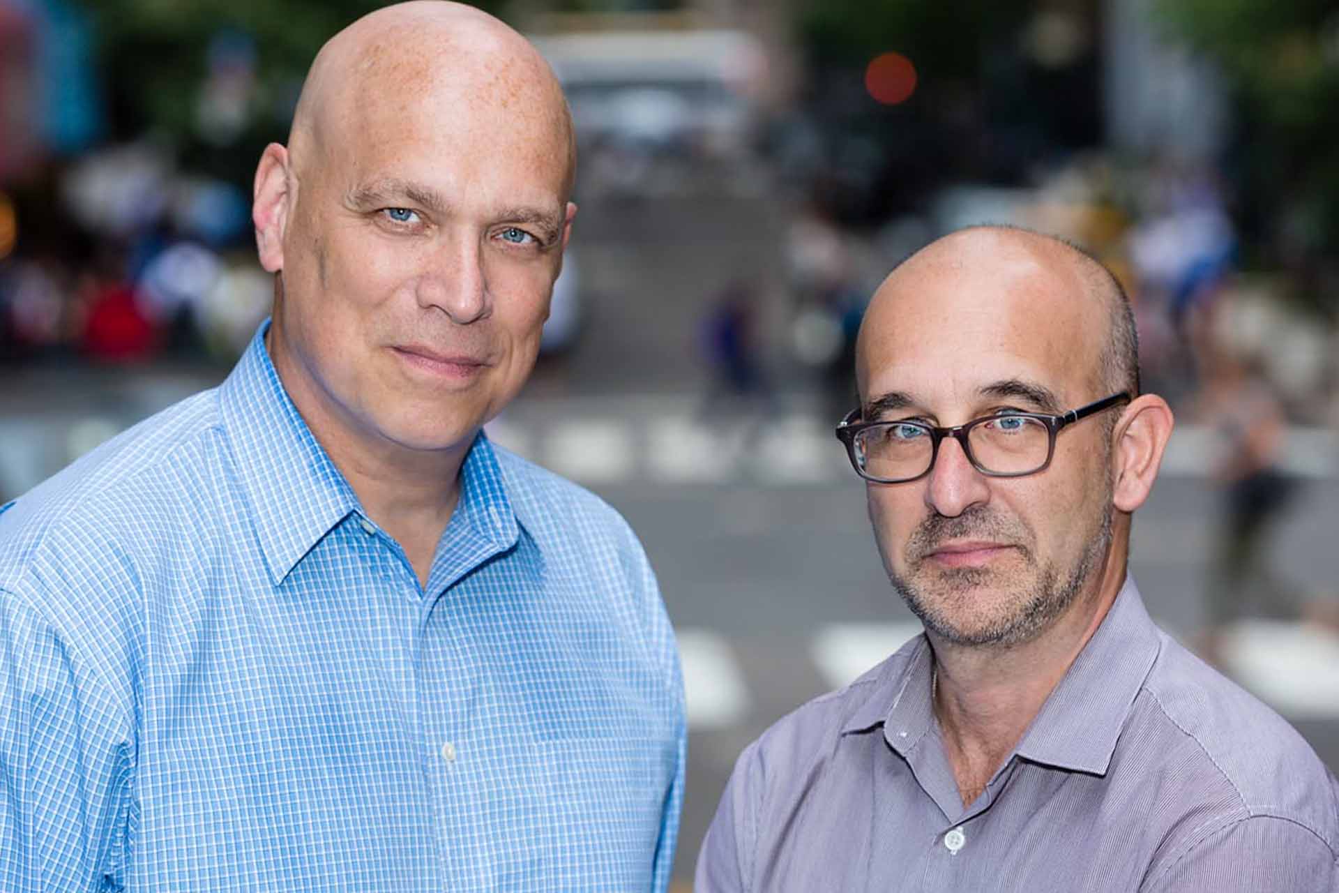 Portrait-of-2-co-authors-on-NYC-city-street Portrait-of-2-co-authors-on-NYC-city-street