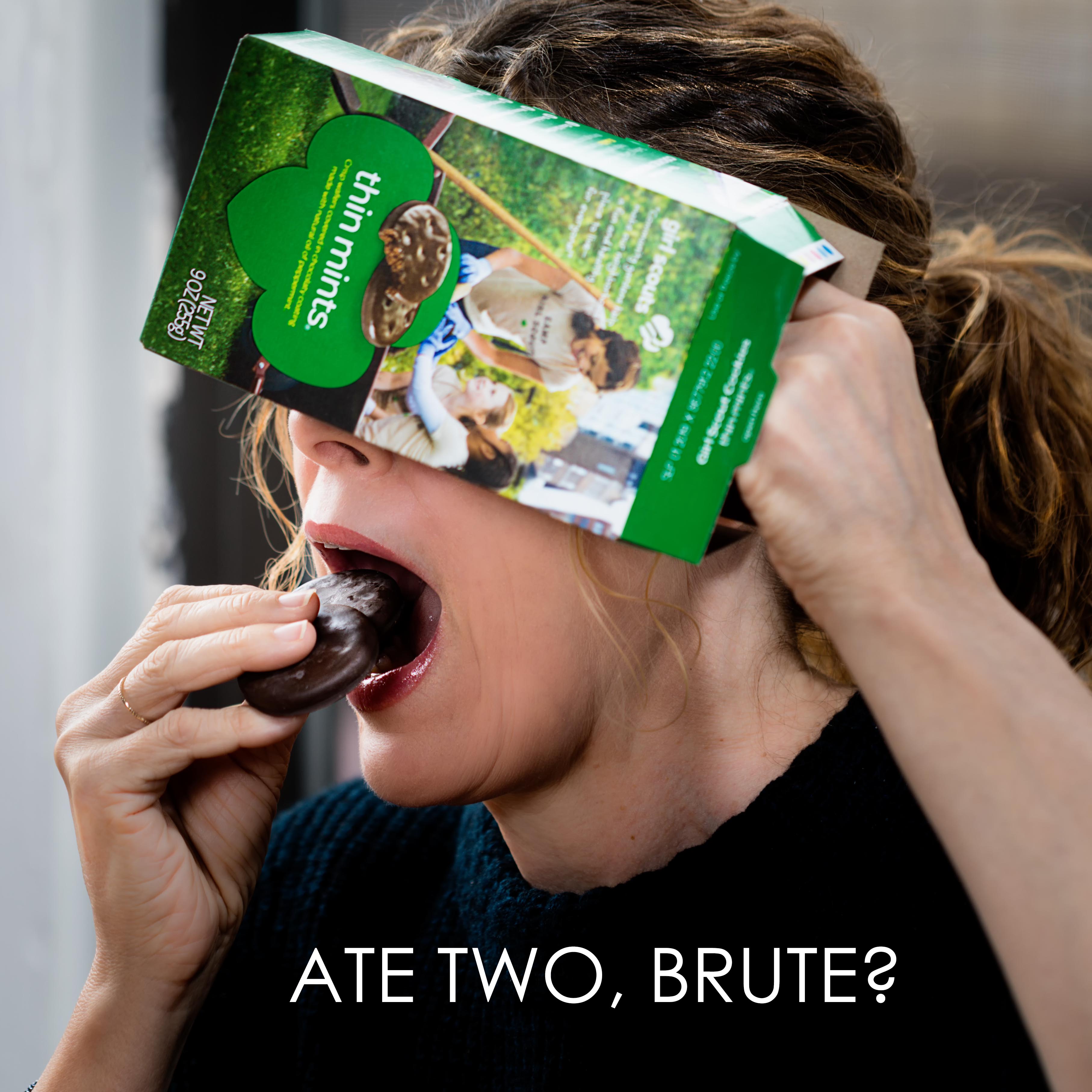 Photo portraying Ides of March betrayal with Thin Mints