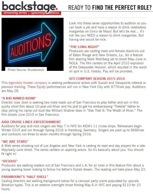 7 upcoming casting opportunities, 4 in NYC