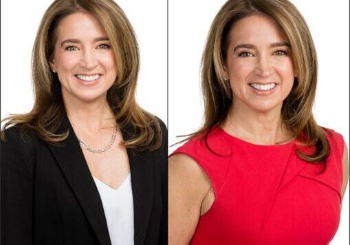 Bettina Miraglia, real estate attorney, achieved two very different looks in her headshot session.